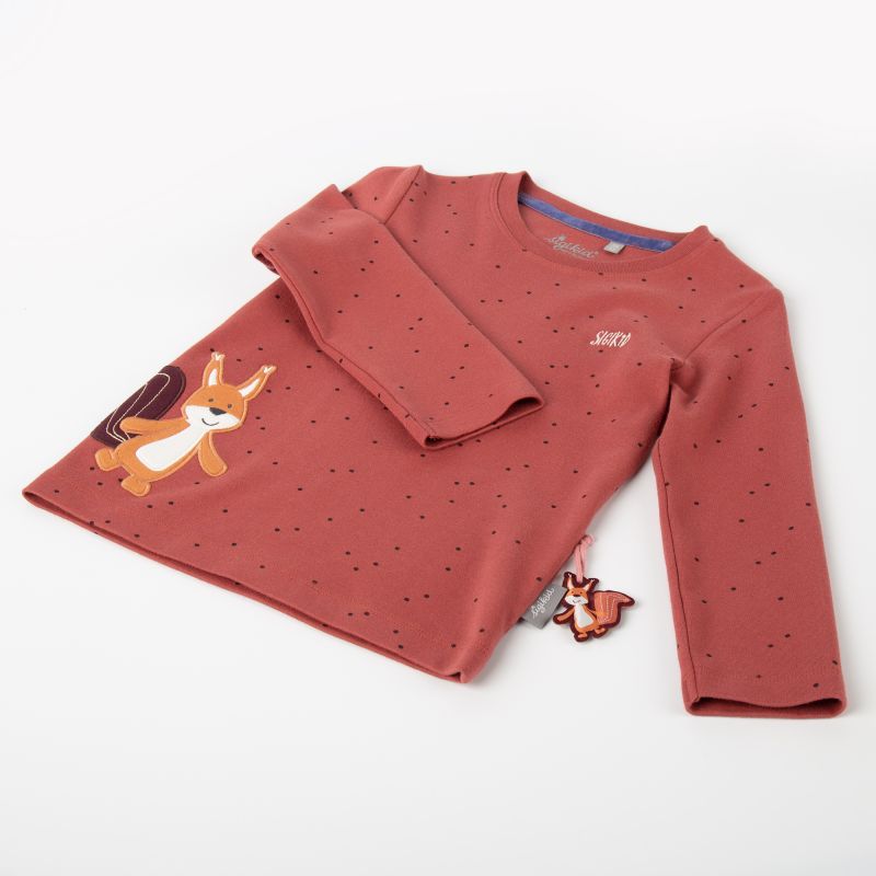 Sigikid Kinder Langarmshirt mit Eichhörnchen Motiv, rotbraun mit Pünktchen Kostenlose Rückgabe