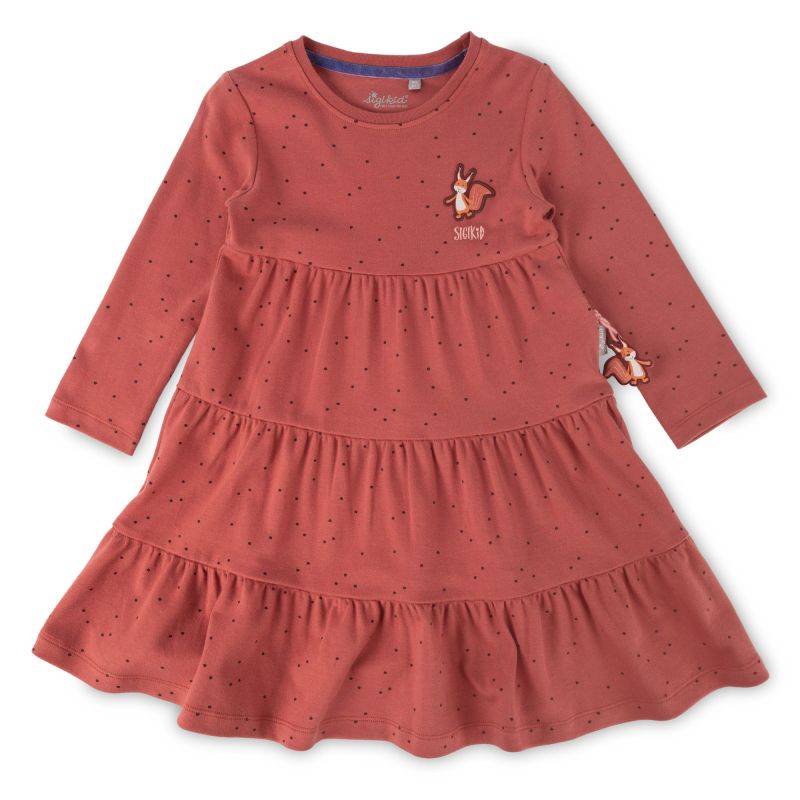 Sigikid Kinder Stufenkleid Autumn Forest, rotbraun mit Pünktchen Neueste Stile