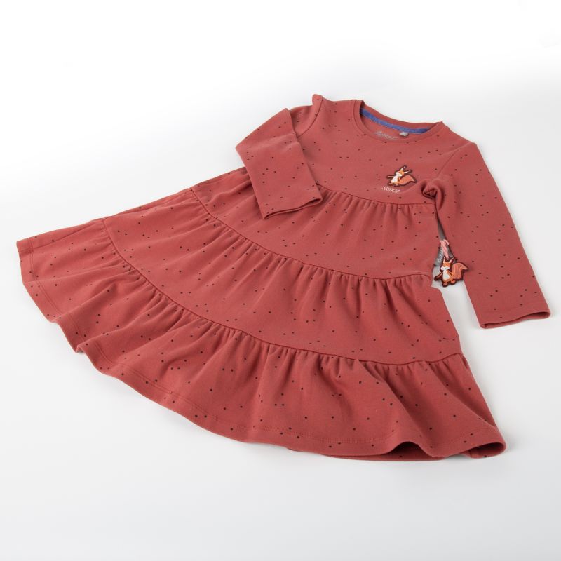Sigikid Kinder Stufenkleid Autumn Forest, rotbraun mit Pünktchen Neueste Stile