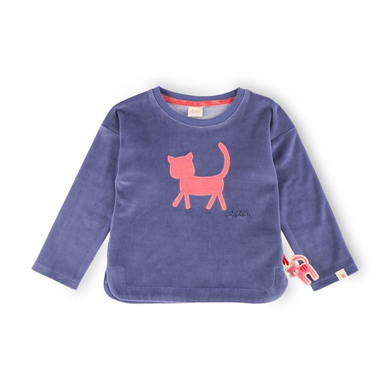 Sigikid Kinder Nicki Langarmshirt mit Katzen Motiv, blau Zeitbegrenzte Promotion