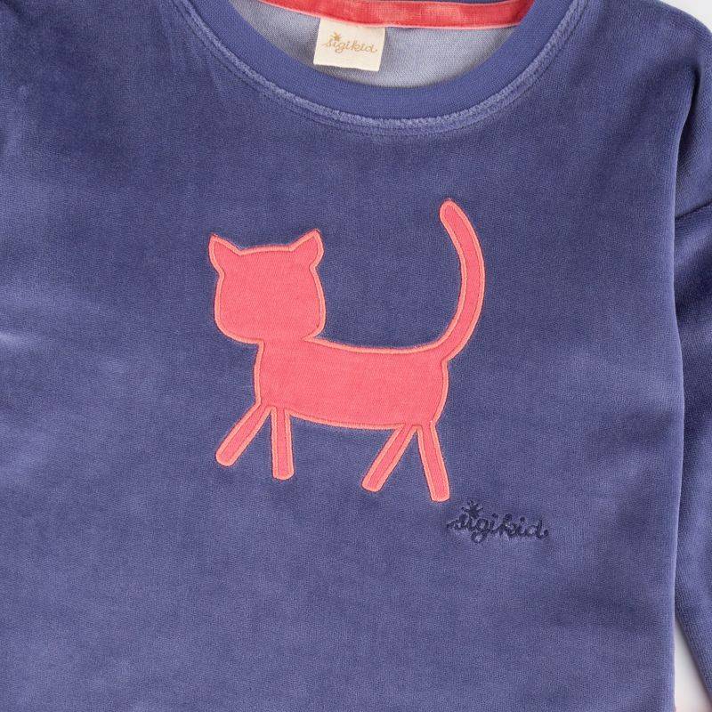 Sigikid Kinder Nicki Langarmshirt mit Katzen Motiv, blau Zeitbegrenzte Promotion