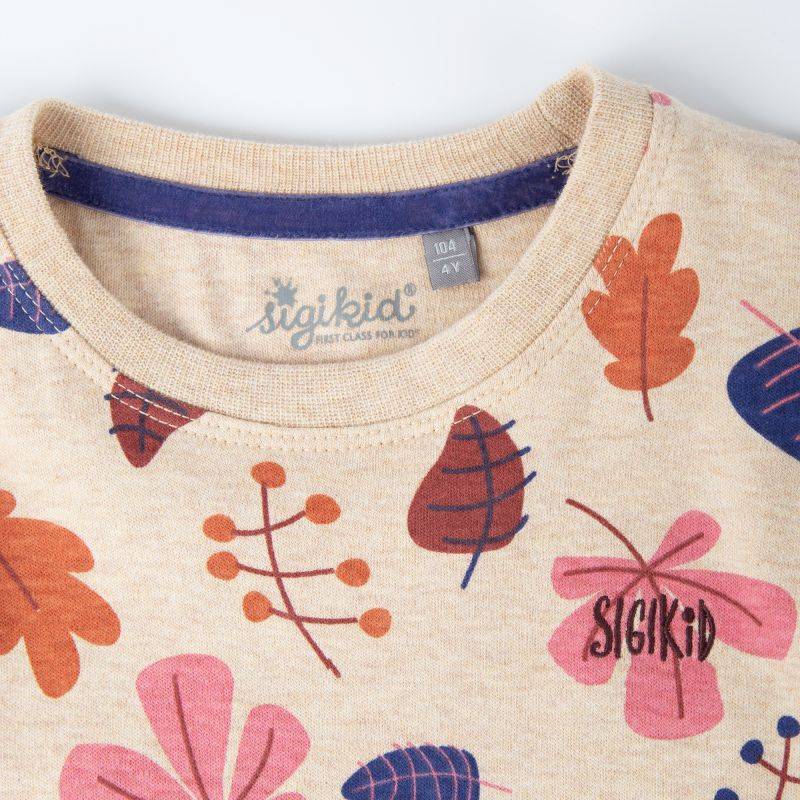 Sigikid Kinder Langarmshirt, beige mit buntem Blätterprint Sonderangebot der Fabrik