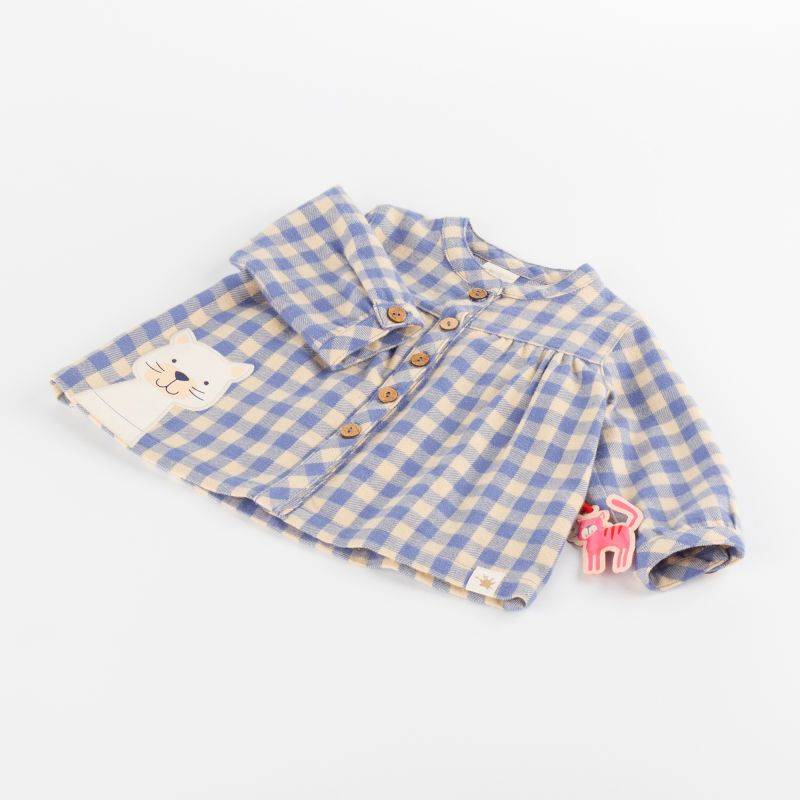 Sigikid Baby Karo-Flanellbluse mit Katzen Motiv, blau-weiß Bis zu 55% Rabatt