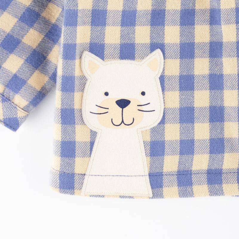 Sigikid Baby Karo-Flanellbluse mit Katzen Motiv, blau-weiß Bis zu 55% Rabatt
