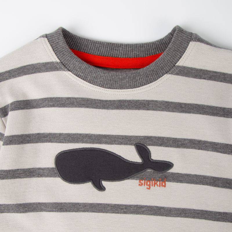 Sigikid Kinder Langarmshirt mit Wal Motiv, grau geringelt Discount Store für neue Produkte