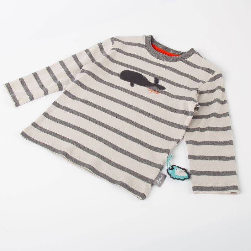 Sigikid Kinder Langarmshirt mit Wal Motiv, grau geringelt Discount Store für neue Produkte