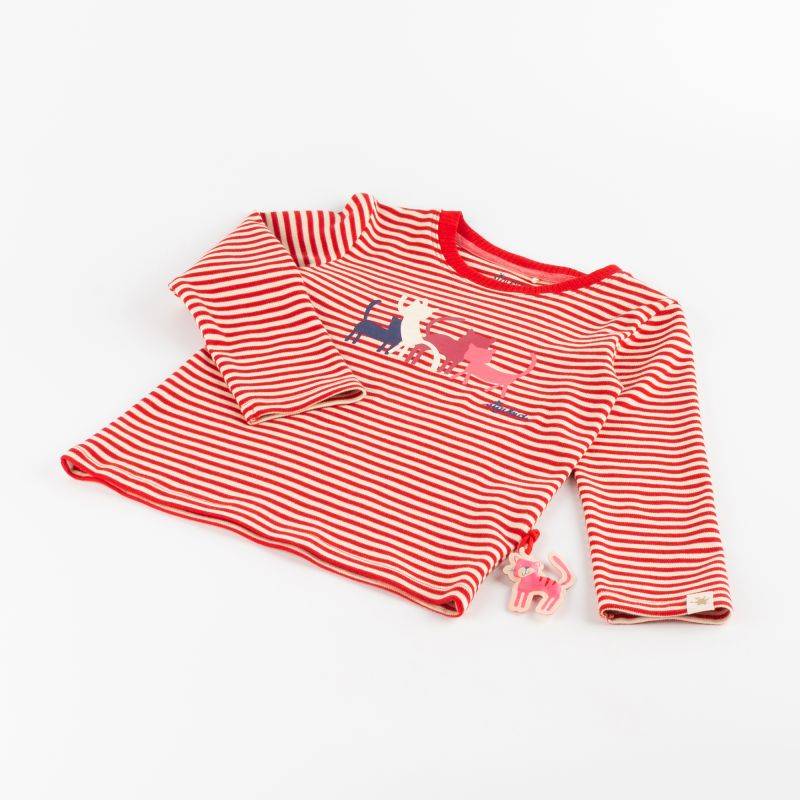 Sigikid Kinder Langarmshirt Katze, rot-weiß geringelt Nur noch ein Tag übrig
