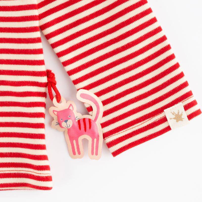 Sigikid Kinder Langarmshirt Katze, rot-weiß geringelt Nur noch ein Tag übrig