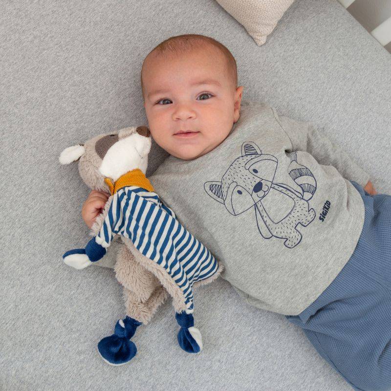 Sigikid Baby Langarmshirt mit Waschbären Motiv, grau Begrenzt auf 3 Tage