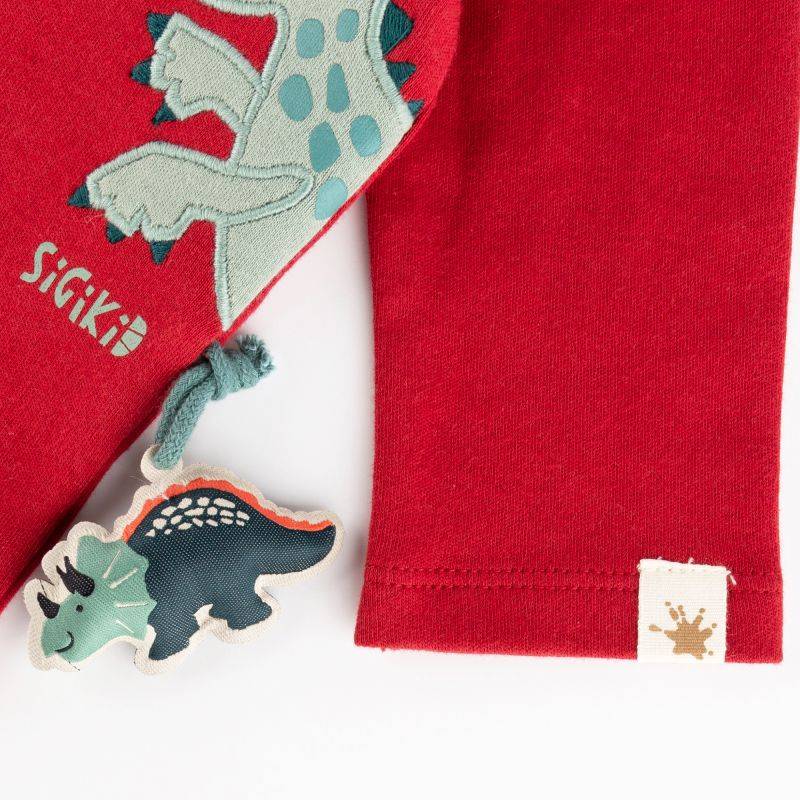 Sigikid Baby Langarmshirt Dino, dunkelrot zollfrei