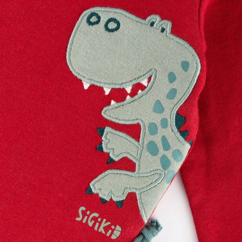 Sigikid Baby Langarmshirt Dino, dunkelrot zollfrei