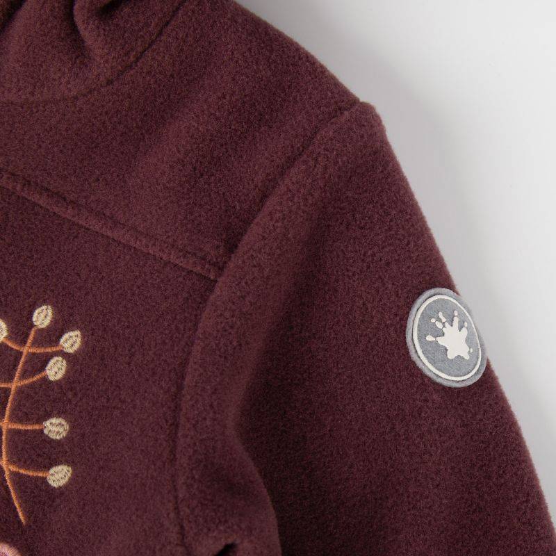 Sigikid Baby Fleece Overall mit Herbstmotiven, dunkelrot Auslauf