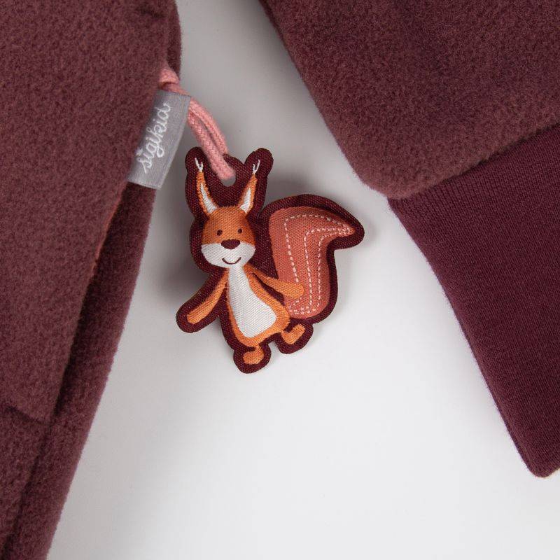 Sigikid Baby Fleece Overall mit Herbstmotiven, dunkelrot Auslauf