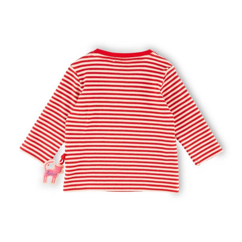 Sigikid Baby Ringel Langarmshirt mit Katzen Motiv, rot-weiß Fabrikpreis