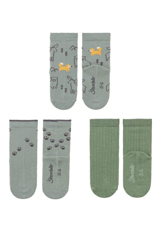 Sterntaler Socken 3er Pack Waldtiere, Tatzen und Rippenmuster 2025
