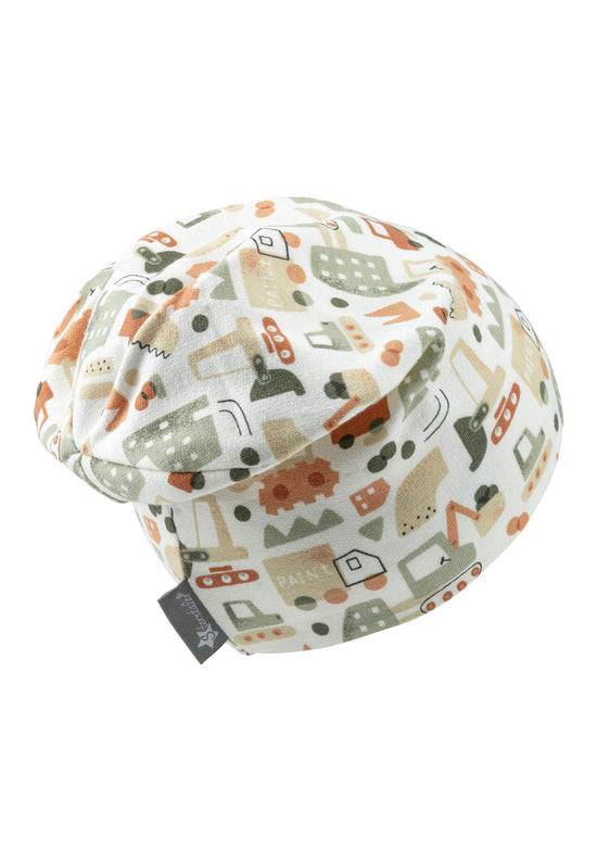 Sterntaler Beanie aus Sweat bedruckt mit Baustellen-Motiv Saisonschlussverkauf
