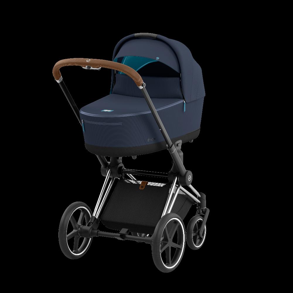 babymarkt Kombikinderwagen Priam Chrome Brown Dark Navy Conscious Collection Fabrikverkauf