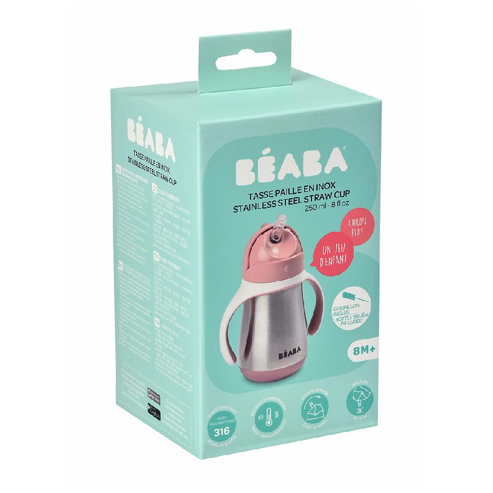 babymarkt Edelstahl Strohhalmbecher 250 ml in altrosa ab dem 8. Monat Nur für heute