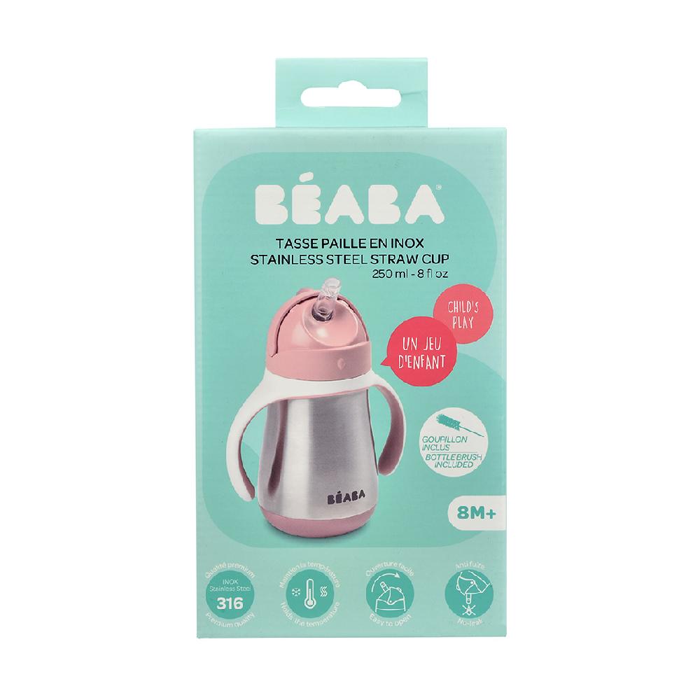babymarkt Edelstahl Strohhalmbecher 250 ml in altrosa ab dem 8. Monat Nur für heute