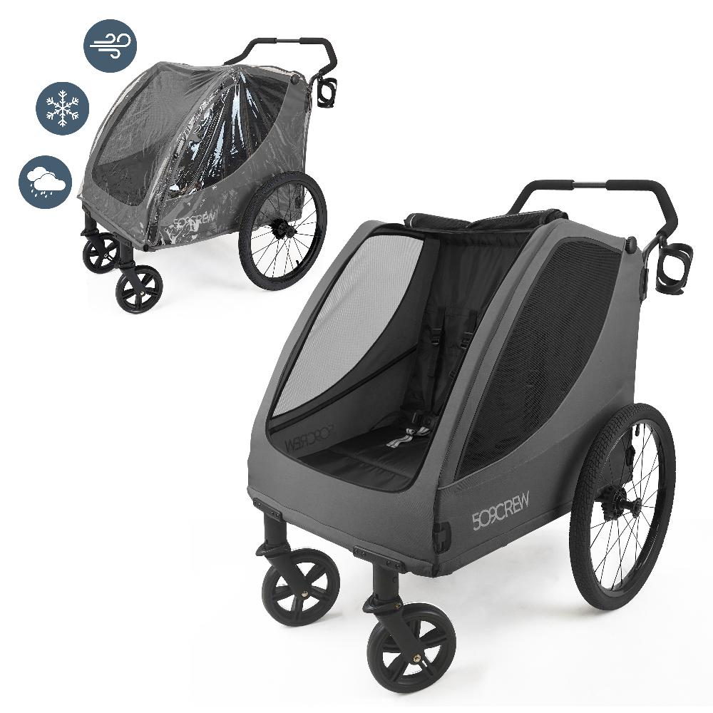 babymarkt Crew Zwillingskinderwagen Trekker II Dark Grey Nur noch ein Tag übrig