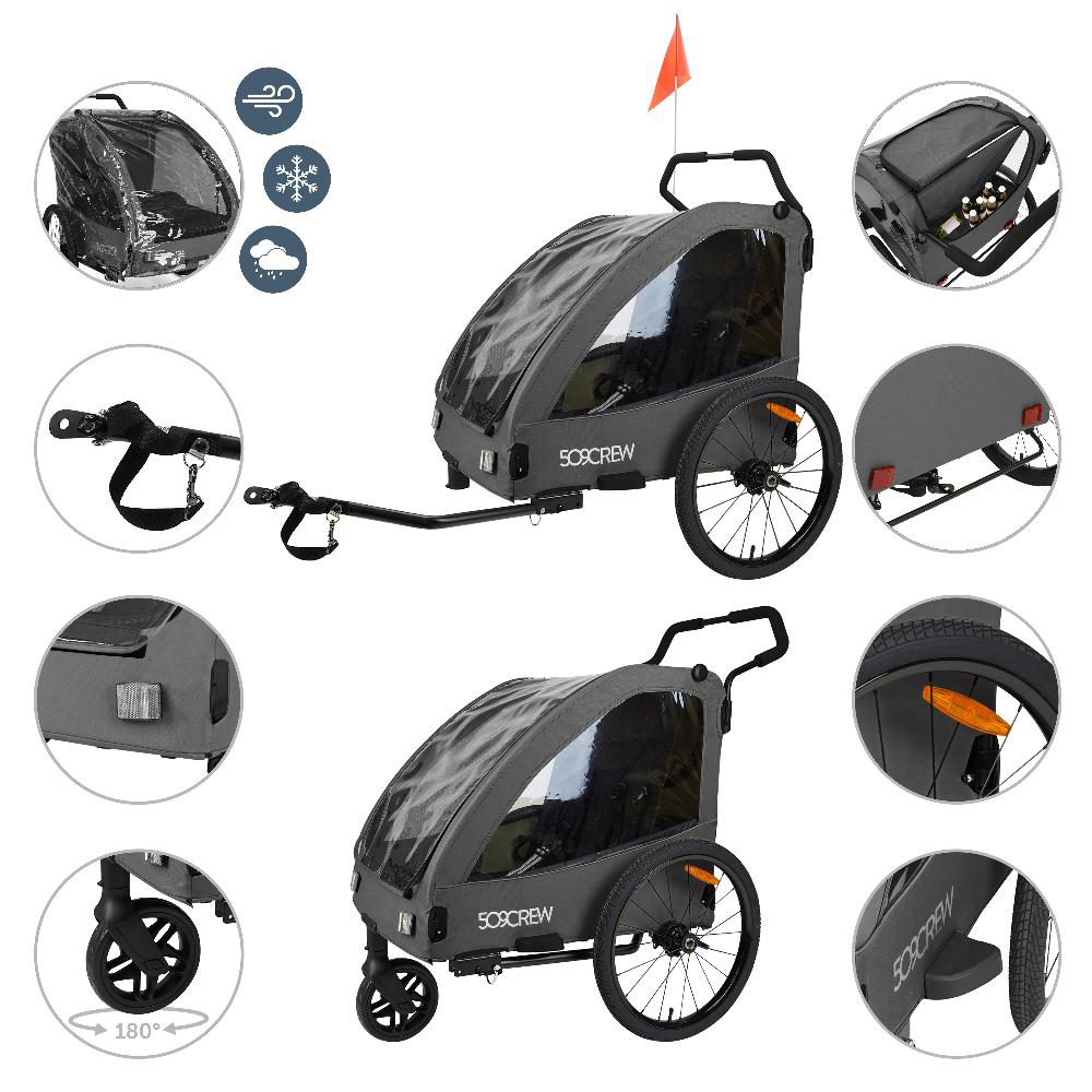 babymarkt Crew Fahrradanhänger Trailer II Dark Grey Begrenztes Angebot