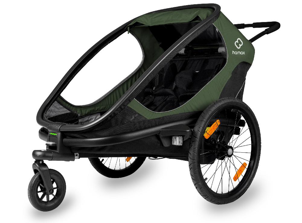 babymarkt Kinderfahrradanhänger Outback mit Rückenlehnenverstellung Green Black Valentinstagsangebot