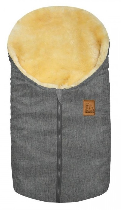 babymarkt Kleiner Lammfellfußsack Eisbärchen grau meliert Jubiläumsangebot