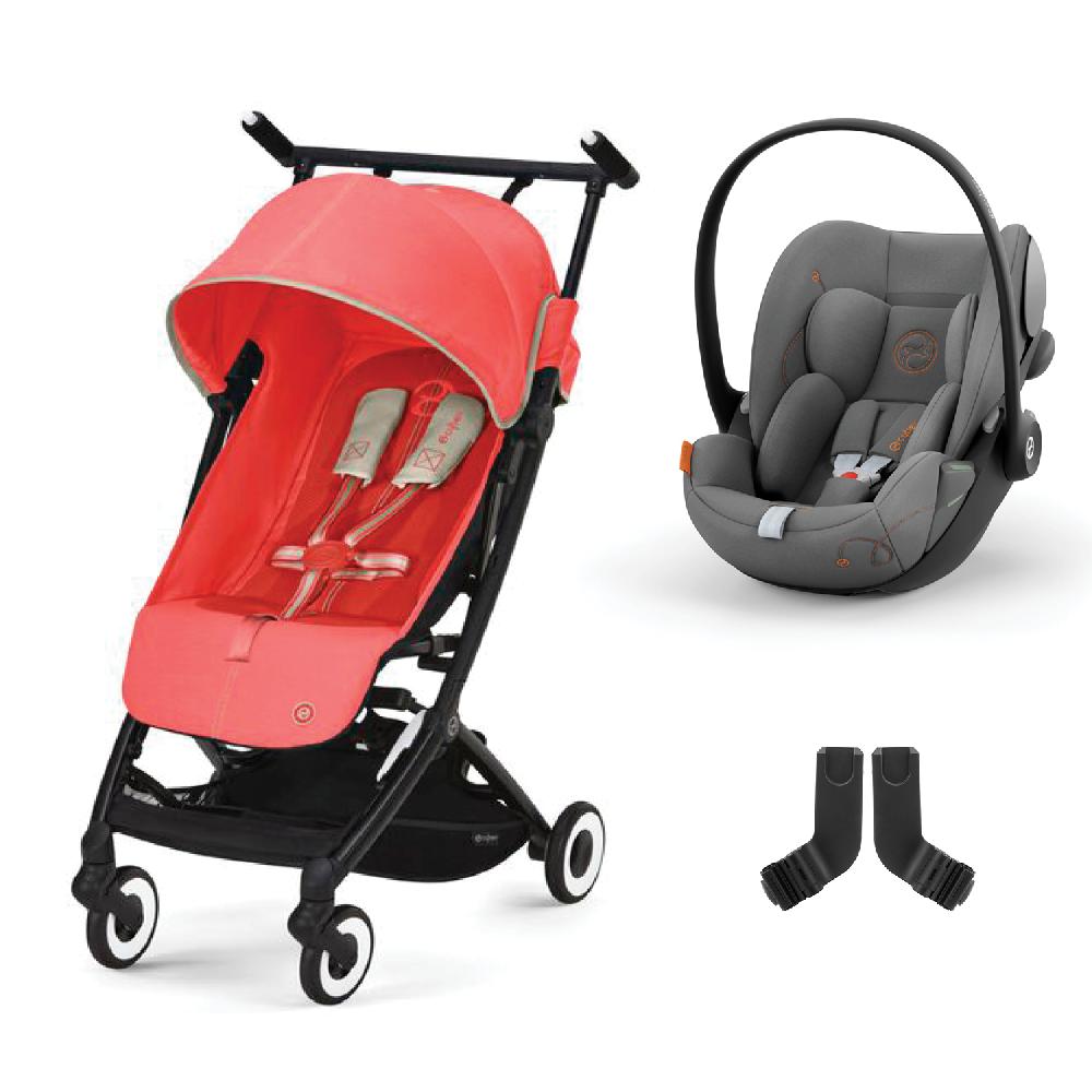 babymarkt Buggy Libelle Hibiscus Red inklusive Babyschale Cloud G i-Size Lava Grey und Adapter Bestseller