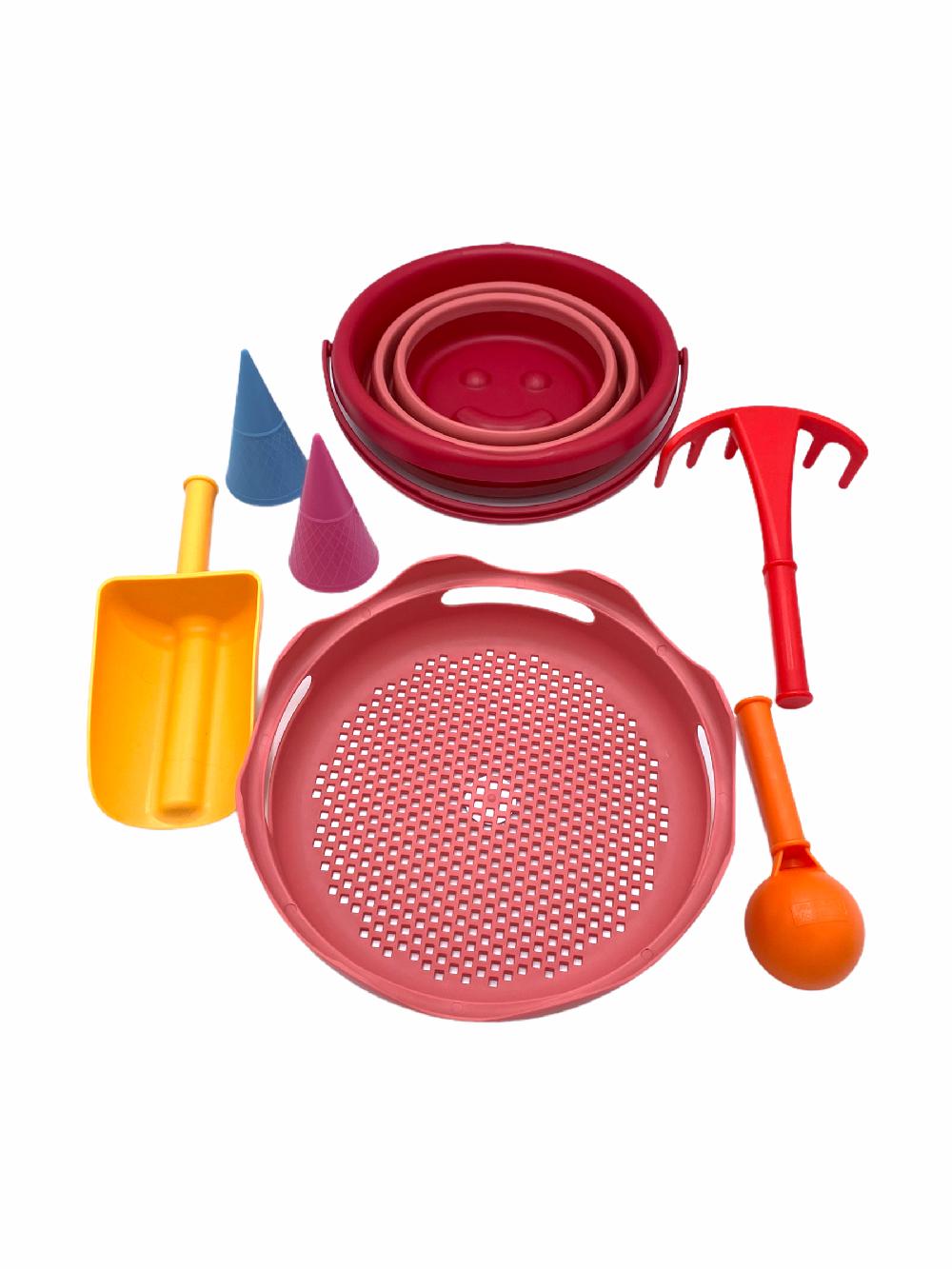 babymarkt 7in1 Sand Toys Falteimer-Set rot Sonderangebot