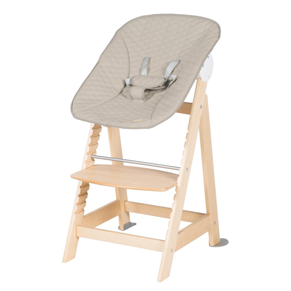 babymarkt Treppenhochstuhl Born Up natur Set 2 in 1 inkl. Aufsatz Greyish gesteppt