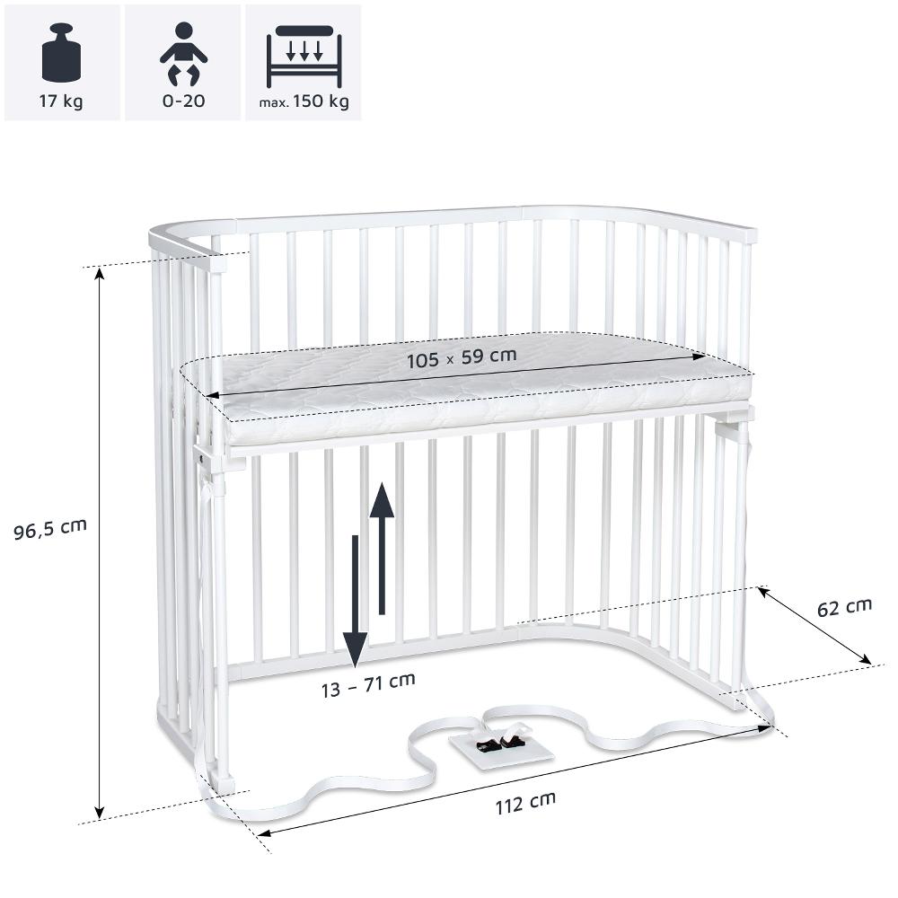 babymarkt Beistellbett Boxspring XXL weiß Kostenloser Versand international