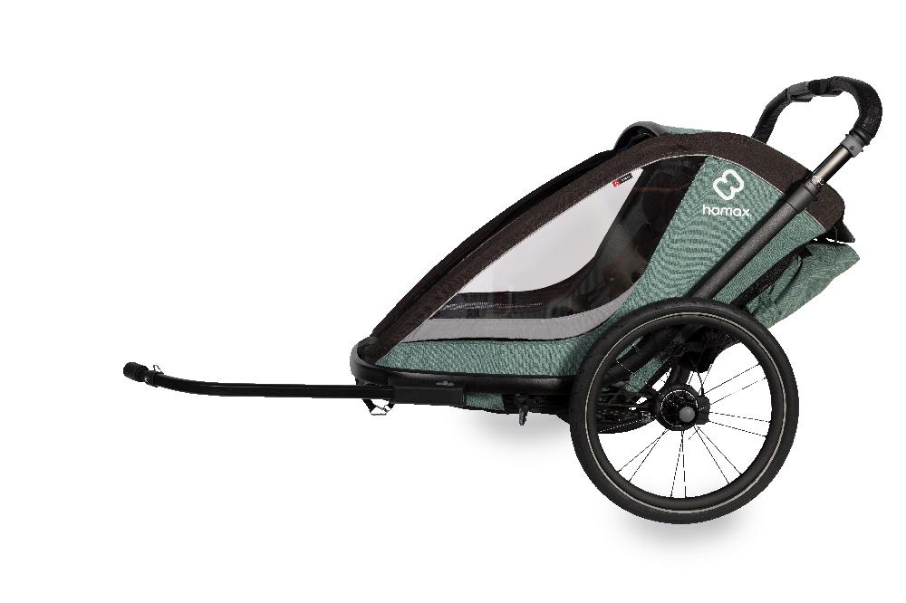 babymarkt Kinderfahrradanhänger Cocoon Zweisitzer green/black inkl. Jogger Rad und Babysitz Jubiläumsangebot