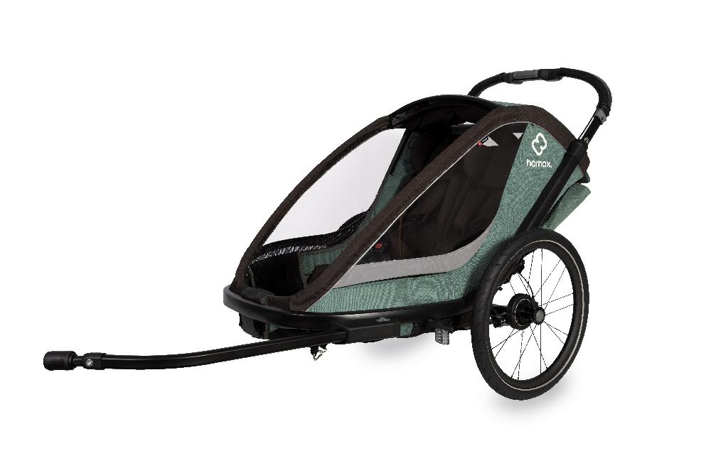 babymarkt Kinderfahrradanhänger Cocoon Zweisitzer green/black inkl. Babysitz für Outback/Avenida und Traveller Lagerräumung
