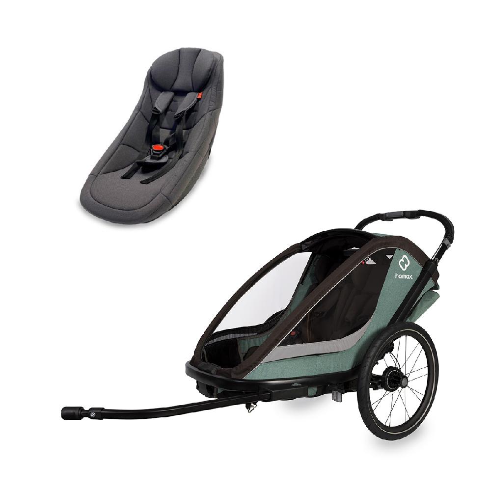 babymarkt Kinderfahrradanhänger Cocoon ONE Einsitzer green/black inkl. Babysitz für Outback/Avenida und Traveller