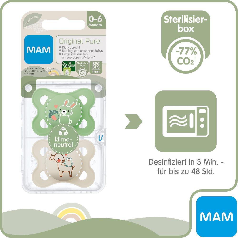 babymarkt Schnuller Original Matt Latex 0-6 Monate 2 Stk. in grün/beige Online Shopping
