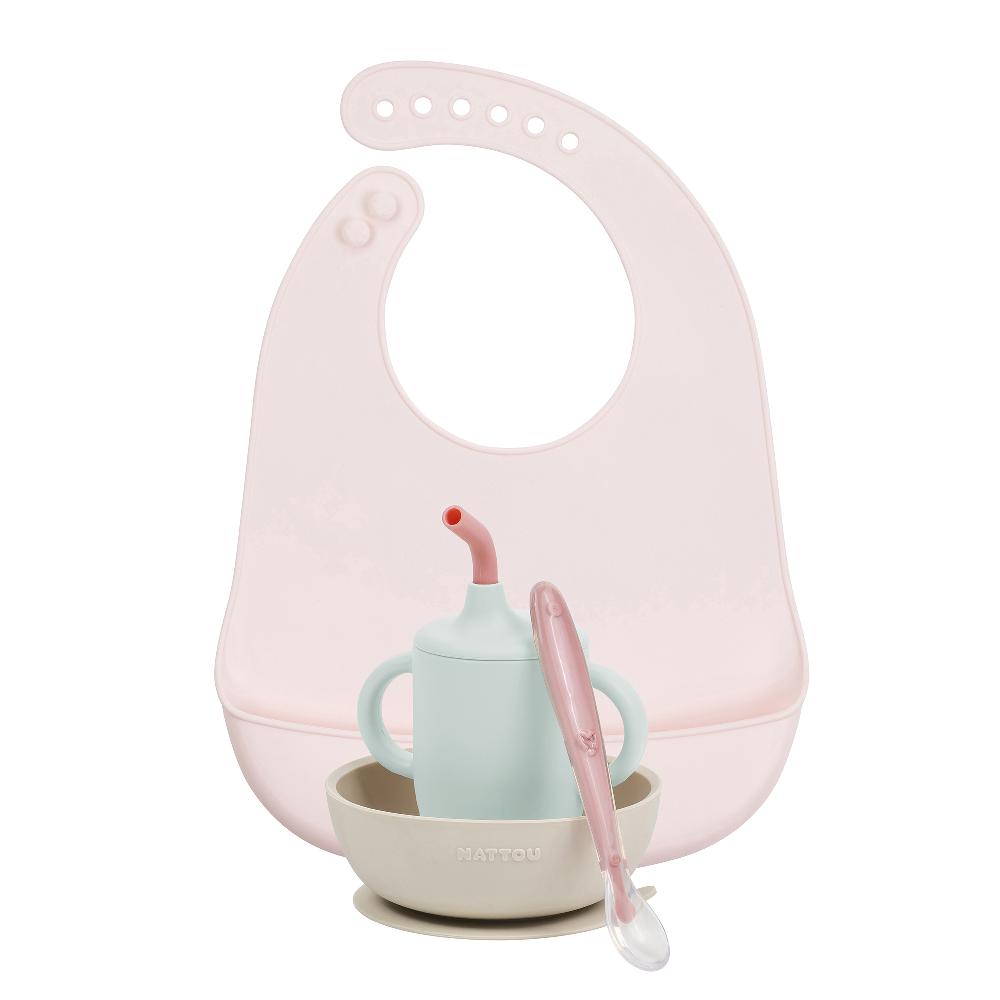 babymarkt Esslernset 4-teilig mit Lätzchen Silikon in rosa Osterangebot