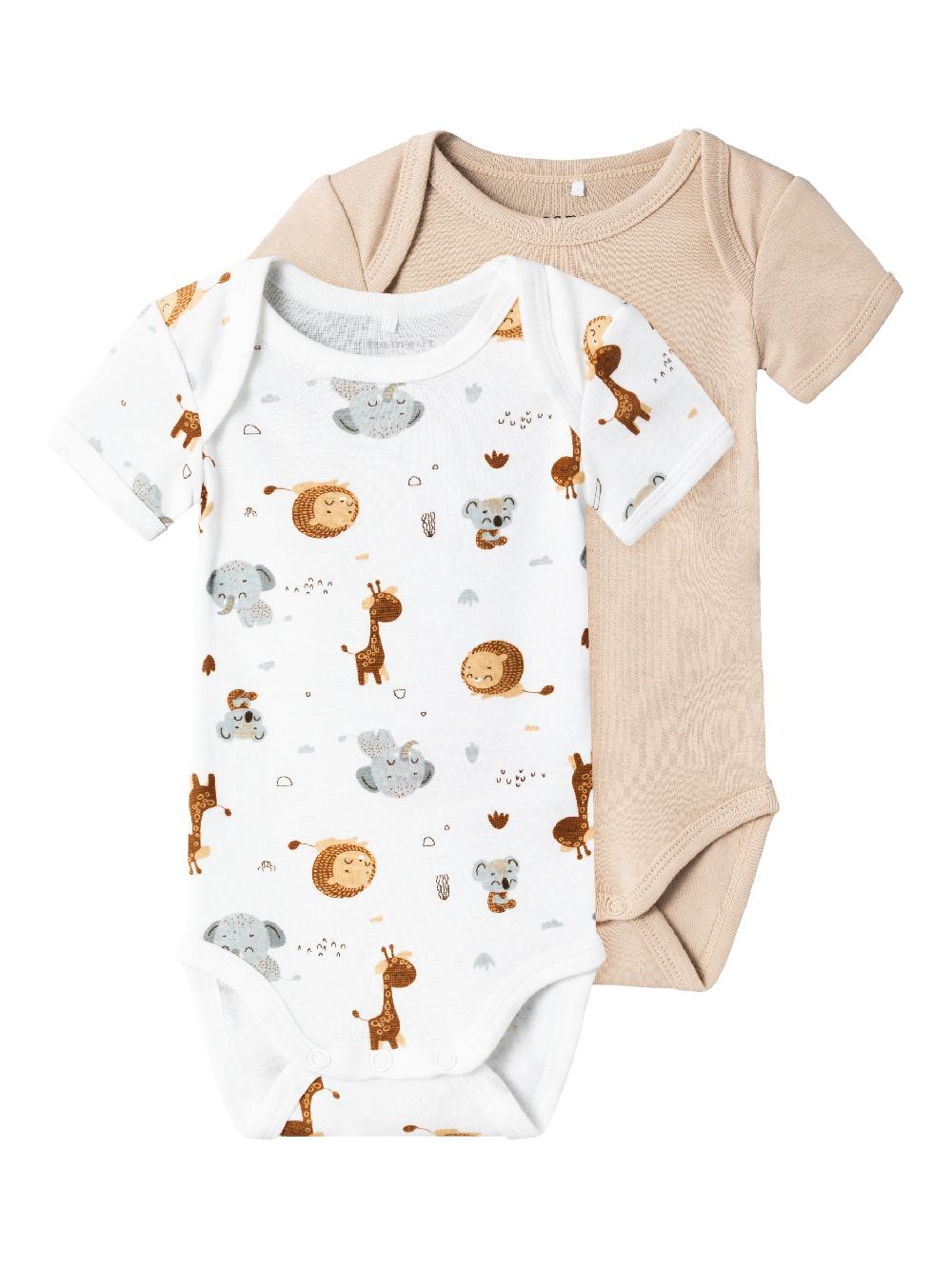 babymarkt Kurzarmbody 2er Pack Animal Bright White Sonderangebot