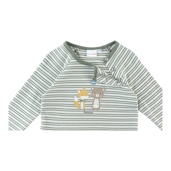 babywalz Bornino - Cute FoxRaglanshirt langarm Ringel Fox Friends grün/offwhite Saisonschlussverkauf