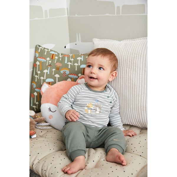 babywalz Bornino - Cute FoxRaglanshirt langarm Ringel Fox Friends grün/offwhite Saisonschlussverkauf