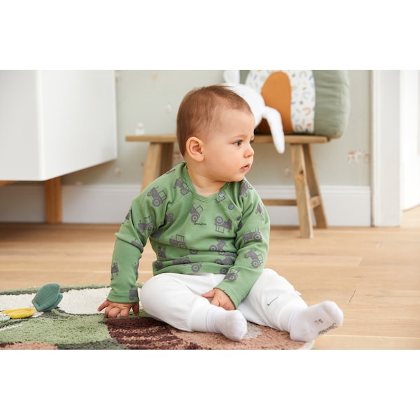 babywalz Bornino - Farm LifeRaglanshirt langarm Traktor grün/grau Weihnachtsangebot