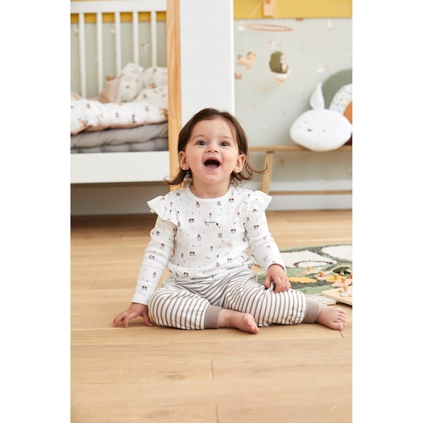 babywalz Bornino - Farm LifeShirt langarm Farm Life Volant offwhite/bunt Lagerräumung