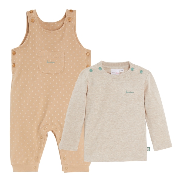 babywalz Bornino - Tiny Houses2-tlg. Set Latzhose und Shirt langarm Haus Wochenangebot