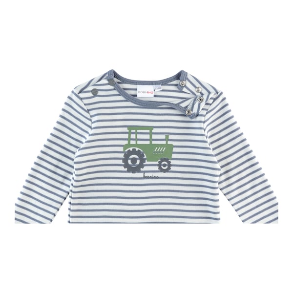 babywalz Bornino - Farm LifeShirt langarm Ringel Traktor blau/offwhite Kostenlose Rückgabe