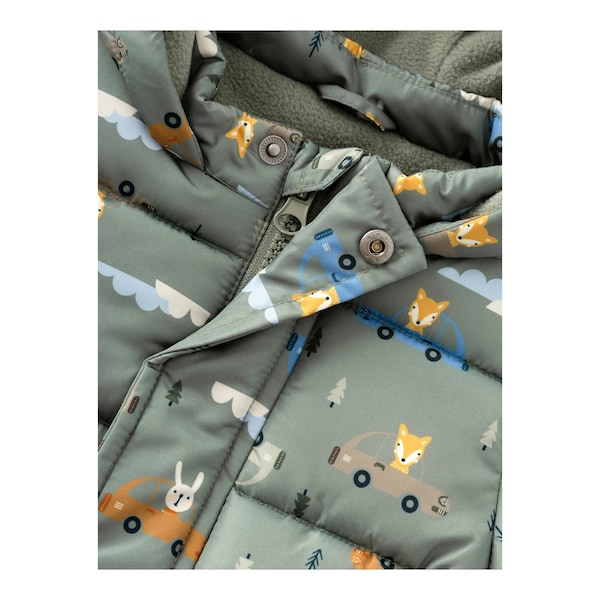 babywalz NAME ITSteppjacke mit Kapuze Tiere Autos grün/bunt JETZT KAUFEN