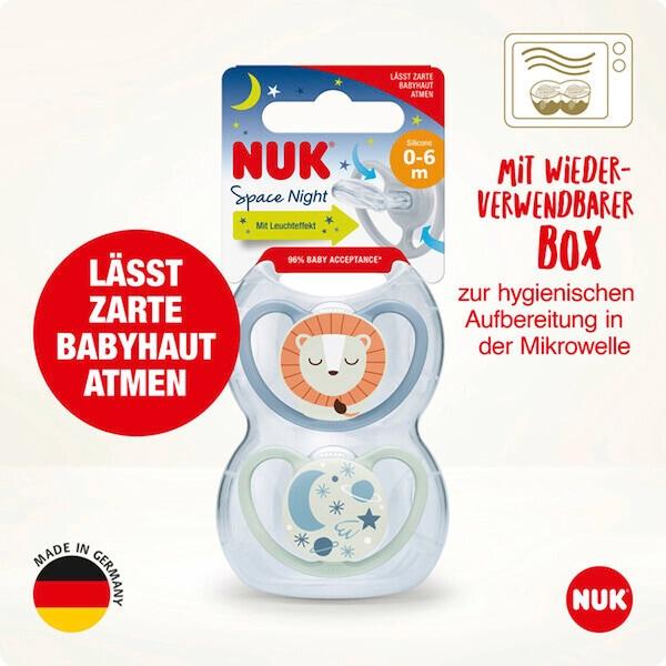 babywalz NUK2er-Pack Schnuller Space Night 0-6M Löwe / Sterne Online Shopping