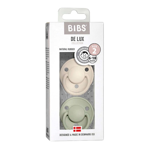 babywalz BIBS2er-Pack De Lux Schnuller Latex 6-18M beige / grün Black Friday