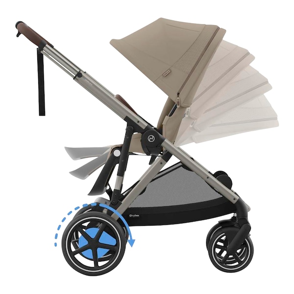babywalz Cybex - GOLDKinderwagen e-Gazelle Almond beige Tiefpreis