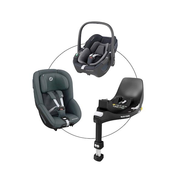 babywalz Maxi-CosiBabyschale Pebble 360 inkl. Kindersitz Pearl 360 und Isofix-Basis FamilyFix 360 essential graphite