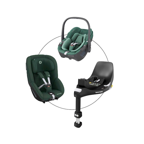 babywalz Maxi-CosiBabyschale Pebble 360 inkl. Kindersitz Pearl 360 und Isofix-Basis FamilyFix 360 essential green 50% Rabatt für begrenzte Zeit