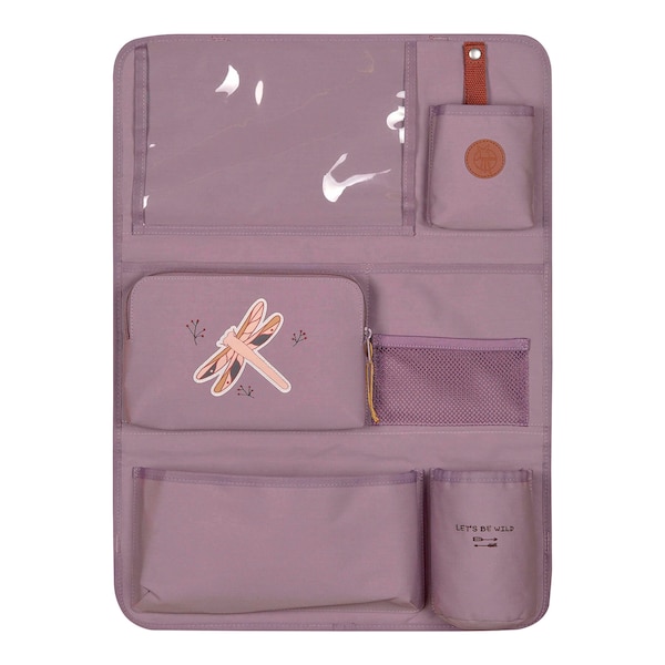 babywalz LässigRückenlehnen- Spielzeugtasche Car Wrap-to-Go Adventure lila Libelle